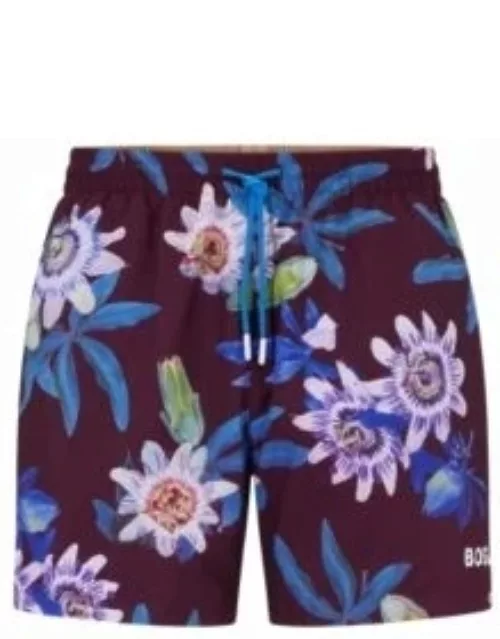 Floral-print swim shorts with logo detail- Dark Purple Men's Swim Short