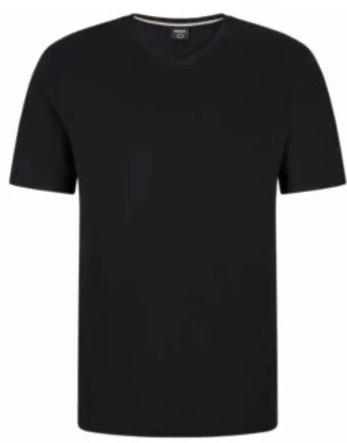V-neck T-shirt in mercerized cotton- Black Men's T-Shirt