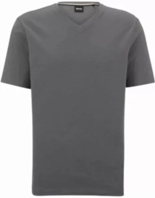 V-neck T-shirt in mercerized cotton- Grey Men's T-Shirt