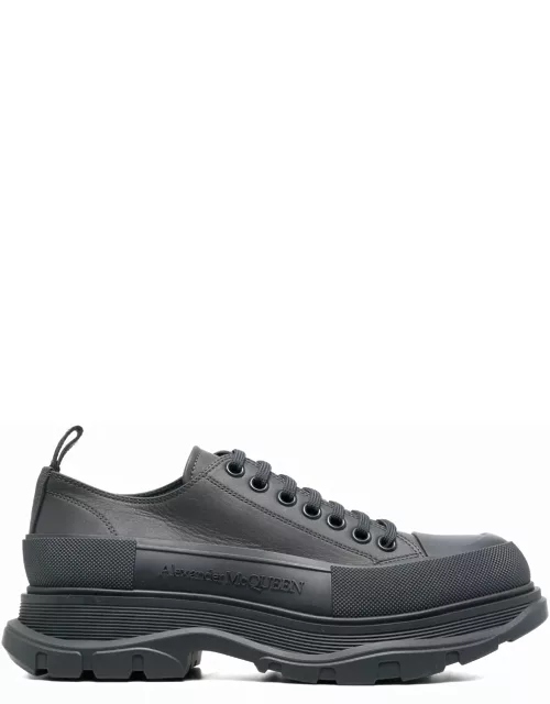 Alexander McQueen Tread Leather Low Top Sneakers Grey