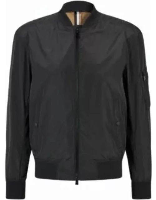 Regular-fit bomber jacket in recycled material- Black Men's Casual Jacket