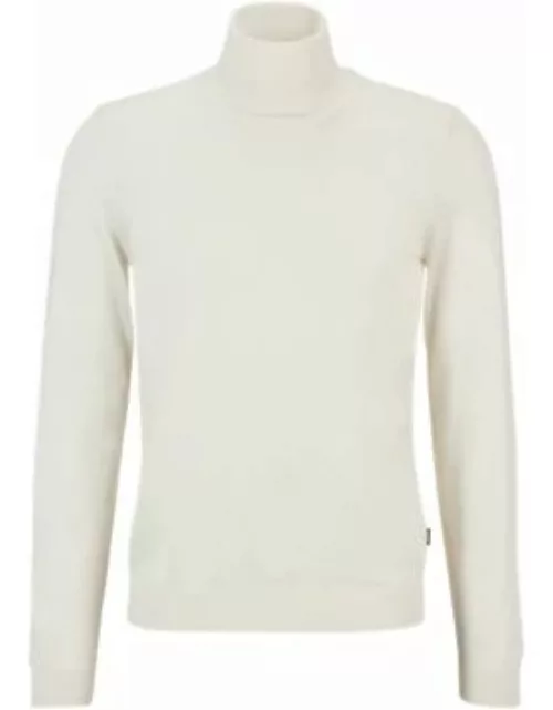 Slim-fit rollneck sweater in wool- White Men's Sweater