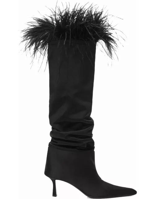 ALEXANDER WANG WOMEN Viola 65 Feather Slouch Boots Black