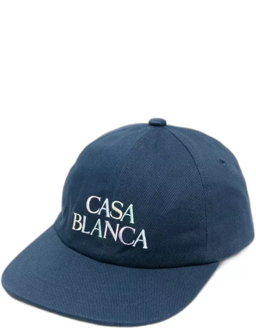 CASABLANCA WOMEN Stacked Logo Embroidered Cap Navy