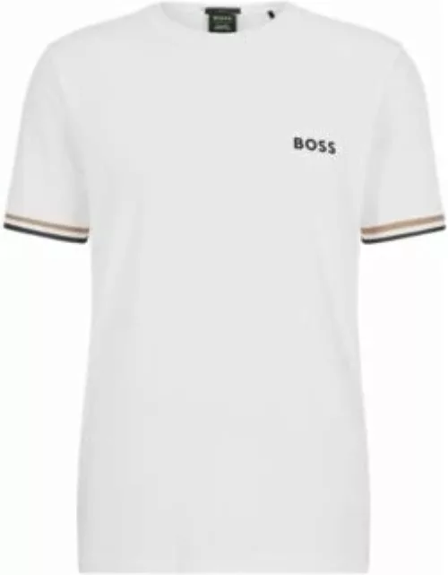 BOSS x Matteo Berrettini logo crew-neck T-shirt with signature stripes- White Men's T-Shirt