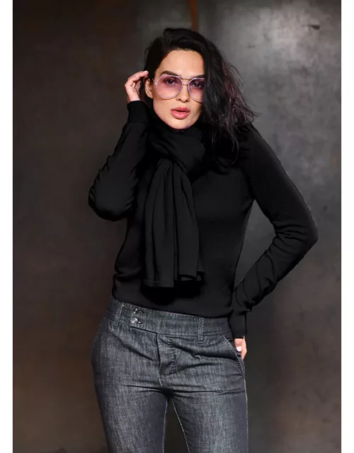 Cervinia pure Italian cashmere scarf shawl - Black