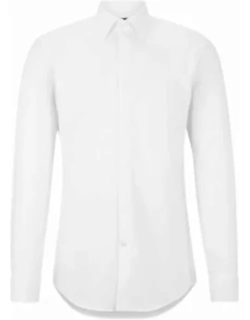 Slim-fit dress shirt in easy-iron stretch cotton- White Men's Evening Shirt