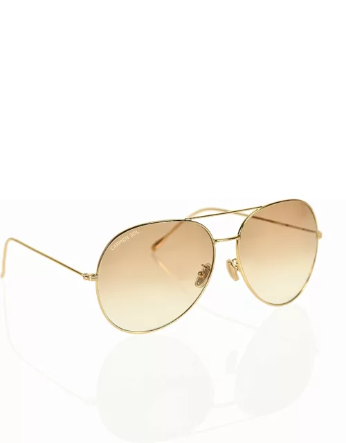 Gold Aviator sunglasses - Gradient Brown Mediu
