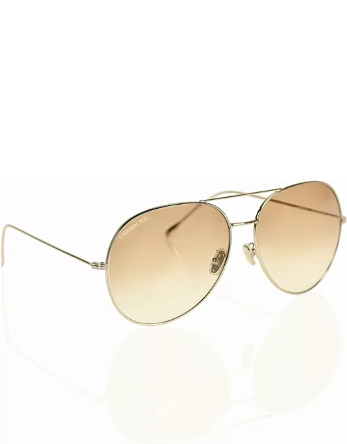 Silver Aviator sunglasses - Gradient Brown Mediu