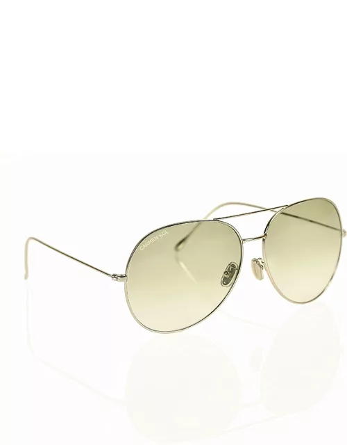 Silver Aviator sunglasses - Gradient Green Large