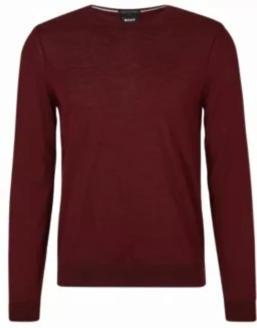 Slim-fit sweater in virgin wool with crew neckline- Dark Red Men's Sweater