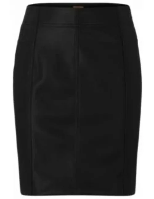 Faux-leather regular-fit mini skirt with paneling- Black Women's Mini Skirt