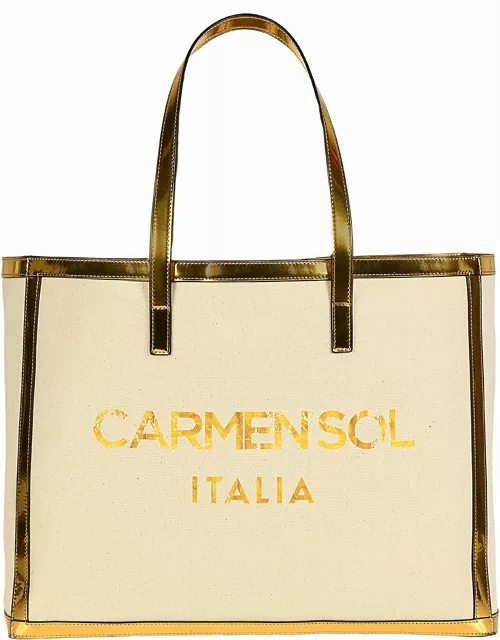 Roma Canvas Large Tote - Gold
