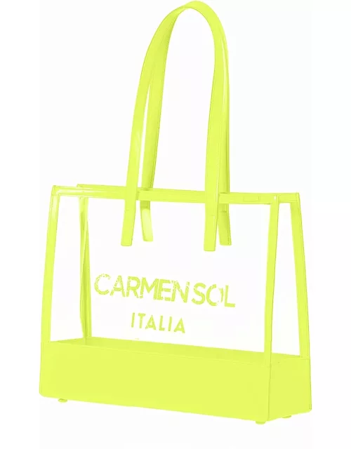 Capri Clear Mid Tote - Neon Yellow
