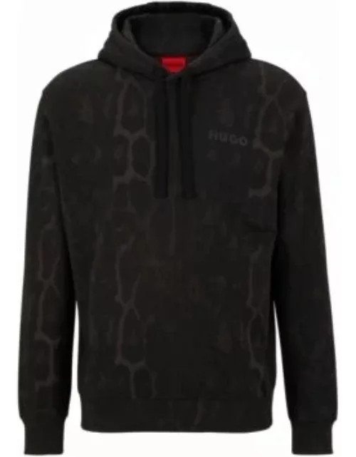 Jaglion-pattern hoodie in French-terry cotton- Black Men's Tracksuit