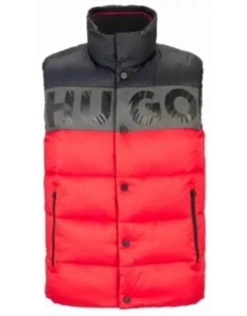 Colour-blocked puffer gilet with bold logo- light pink Men's Casual Jacket
