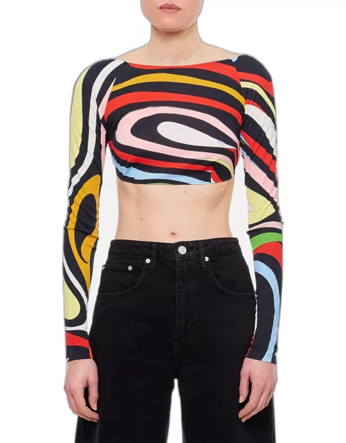 Emilio Pucci CROPPED LONG SLEEVE JERSEY TOP