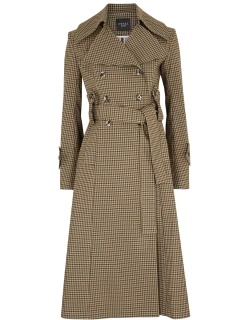 A.W.A.K.E Mode Gingham Double-breasted Cotton-blend Trench Coat - Beige