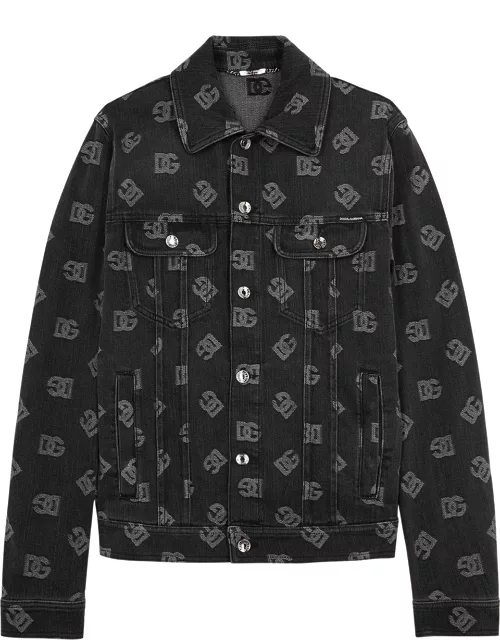 Dolce & Gabbana Logo-jacquard Denim Jacket - Black