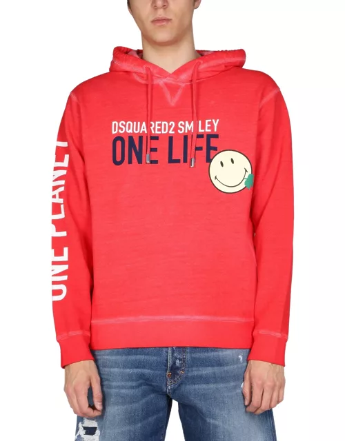dsquared "one life one planet smiley" sweatshirt