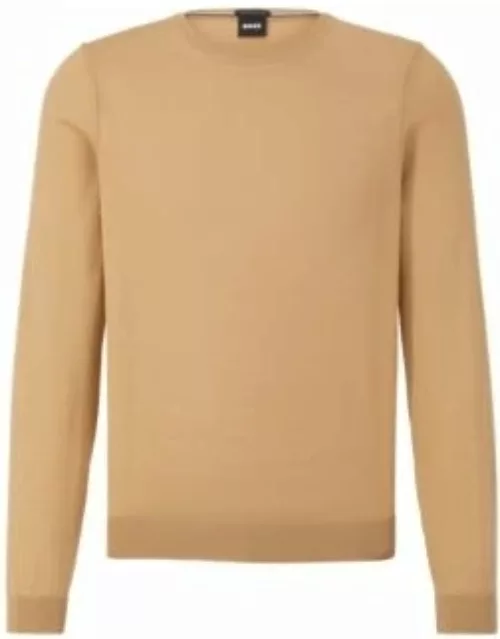 Slim-fit sweater in virgin wool- Beige Men's Sweater