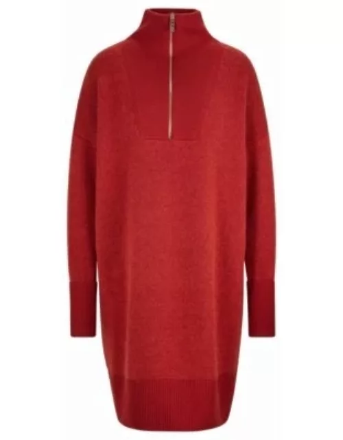 Relaxed-fit sweater dress in a wool blend- Red Women's Knitted Dresse
