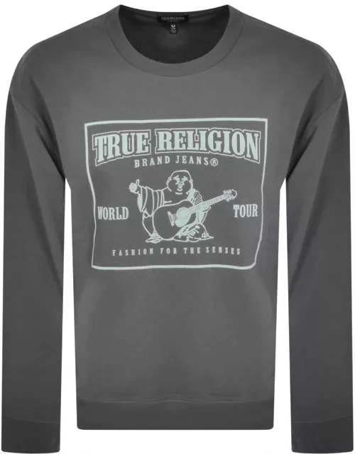 True Religion Relaxed Logo Sweatshirt In Grey