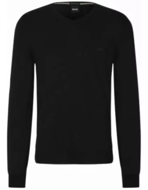 V-neck sweater in responsible wool- Black Men's Sweater