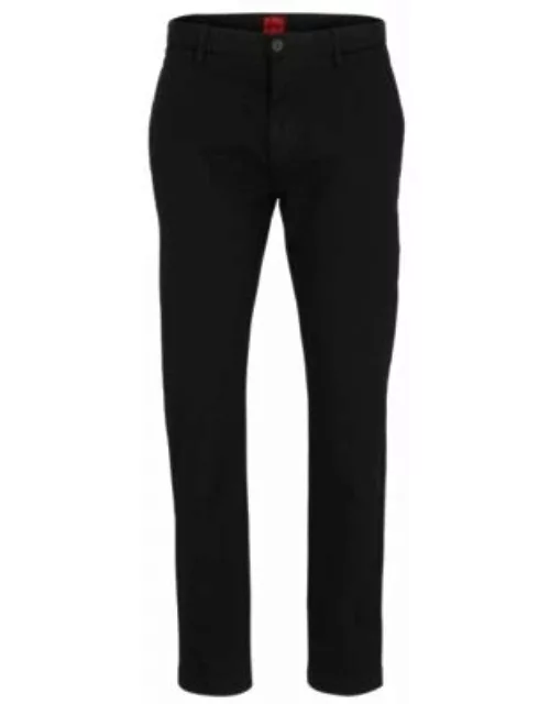 Slim-fit chinos in stretch-cotton gabardine- Black Men's Casual Pant