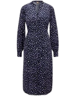 Silk-blend regular-fit dress with seasonal print- Patterned Women's Shift Dresse