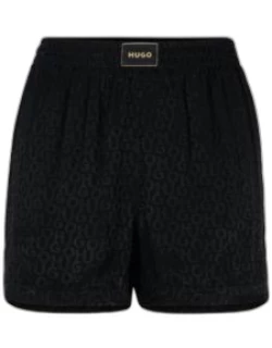 Pyjama shorts with jacquard-woven stacked logos- Black Women's Underwear, Pajamas, and Sock