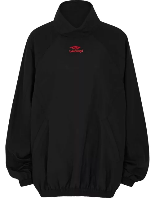Balenciaga Logo-embroidered Shell Sweatshirt - Black