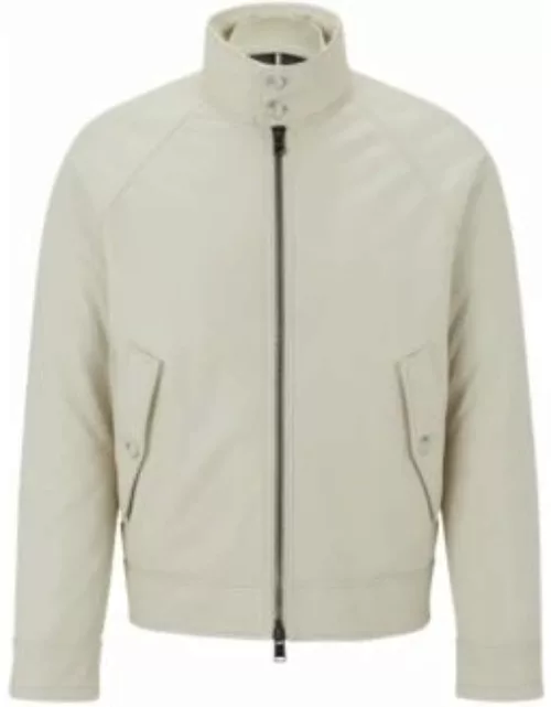 Nappa-leather Harrington jacket with down filling- White Men's Leather Jacket