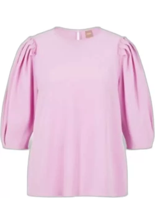 Regular-fit top with ruffle trim and keyhole closure- light pink Women's Business Top