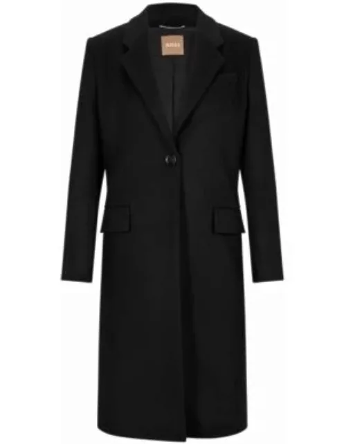 Slim-fit formal coat in wool and cashmere- Black Women's Formal Coat