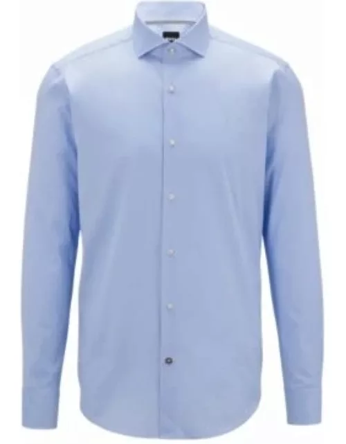 Regular-fit shirt in stretch-cotton twill- Light Blue Men's Shirt