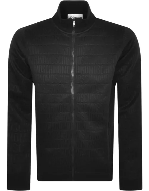 Moschino Repeat Logo Full Zip Sweatshirt Black