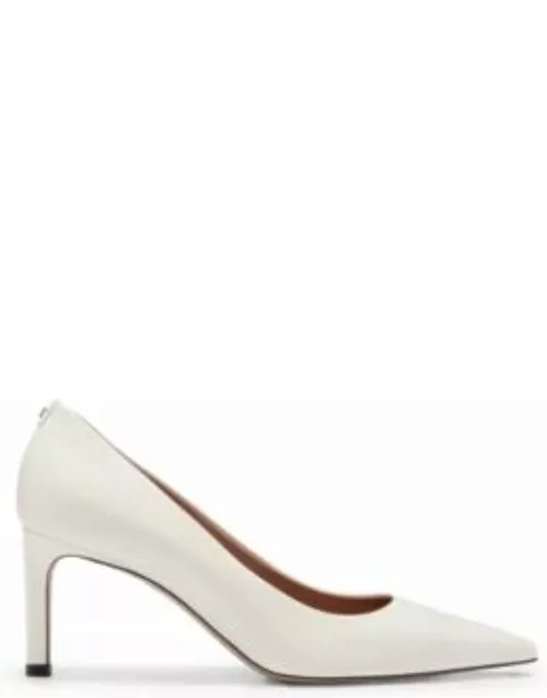 Nappa-leather pumps with straight 7cm heel- White Women's Pump