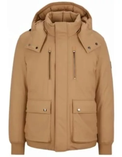 Virgin-wool regular-fit jacket with down filling- Beige Men's Down Jacket