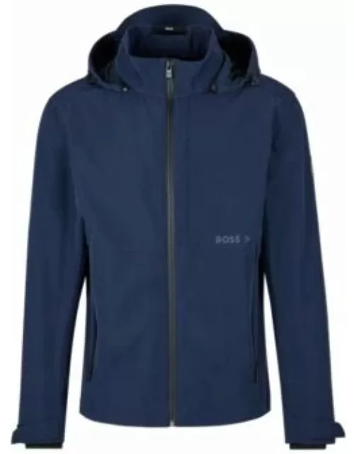 Water-repellent jacket with logo details and removable gilet- Dark Blue Men's Casual Jacket