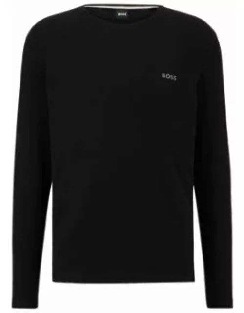 pajama T-shirt with embroidered logo- Black Men's Nightwear