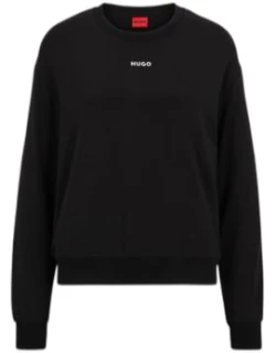 Relaxed-fit sweatshirt in stretch jersey with contrast logo- Black Women'