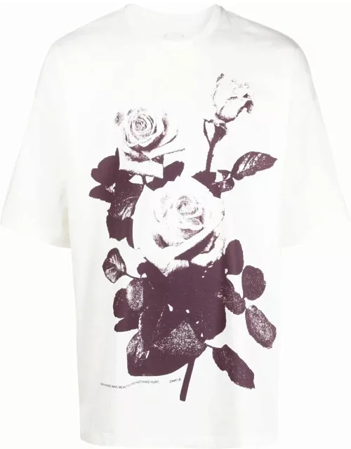 White floral crew-neck T-shirt