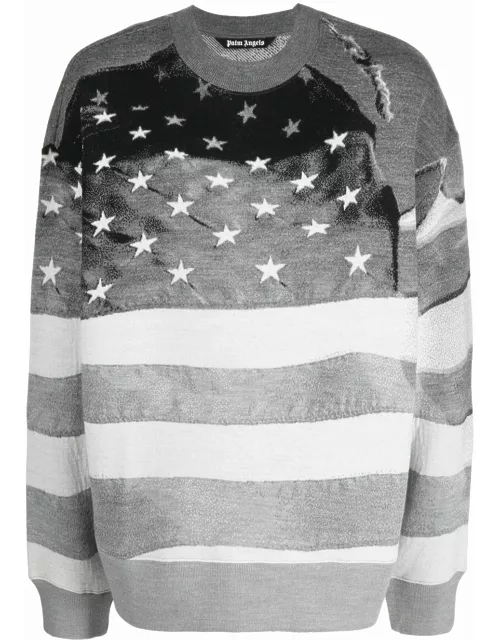 Stars and stripes-print grey sweatshirt