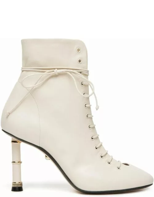 White nappa ankle boot