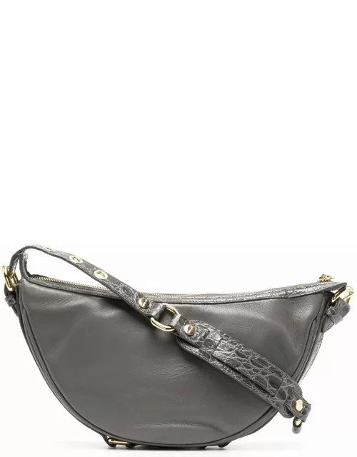 Grey zip-up curved shoulder bag
