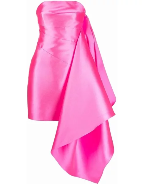 Pink satin sleeveless dress with drape