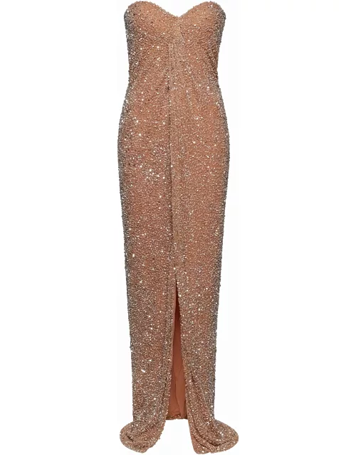 Evie nude dress with silver sequin
