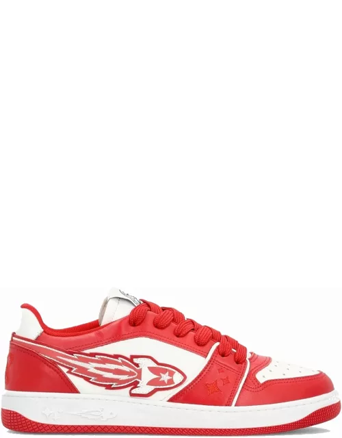 White and red Ej Planet low sneaker