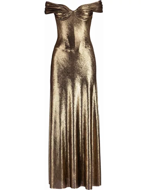 Tyra Maxi gold strapless long dres